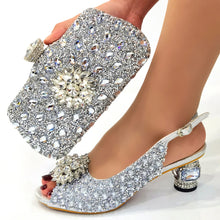 Doershow beautiful Italian Shoes And Bag Sets For Evening Party With Stones Italian Leather Handbags Match Bags!!HWE1-1