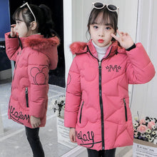 4-12 Years Winter Girls Jackets Keep Warm Thicken Christmas Coat 2023 Autumn Hooded Zipper Thickened Long Outerwear Kids Clothes