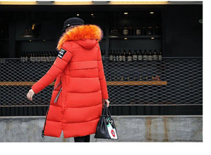Women's Down Winter Big Fur Collar Hooded Jacket