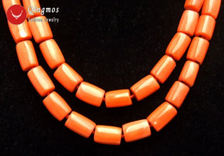 2 Strands Natural Orange Coral Necklace for Women Jewelry with Genuine 10-12mm Thick Slice Coral Stone Chokers 17-18