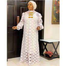 White Lace Dress For African Women Abaya Dubai Moroccan Kaftan Loose Maxi Dresses Eid Ramadan islamic Clothing African Dashiki