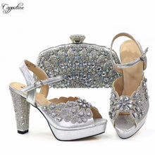 Fashion Gold High Heels Shoes And Purse Bag Set Woman Luxury Sandals Matching With Clutch Handbag Pumps Clutch CR178 11.5cm