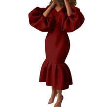 Women Maxi Dresses Long Lantern Dress Christmas V Collar Bodycon Sexy Shiny Celebrate Occasion African Robes Birthday Event