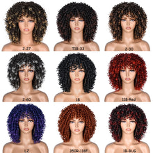 Curly Afro Wigs for Black Women Short Curly Wig with Bangs Kinky Curls Curly Hair Synthetic Wigs for African American Women