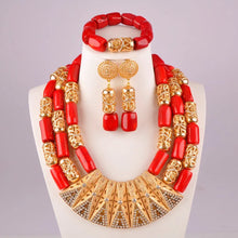 splendid orange nigeria coral beads necklace african jewelry set bridal wedding jewelry sets C21-23-01