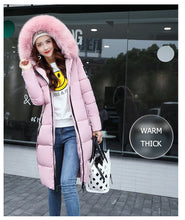 Women's Down Winter Big Fur Collar Hooded Jacket