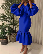 Women Maxi Dresses Long Lantern Dress Christmas V Collar Bodycon Sexy Shiny Celebrate Occasion African Robes Birthday Event