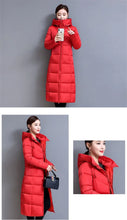 Winter Hooded Jacket Over The Knee Long Thick Women's Slim-Fitting Down Padded