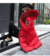 Women's Down Winter Big Fur Collar Hooded Jacket