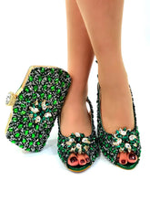 Ladies Italian Leather Shoe and Bag Set Blue Color Italian Shoe with Matching Bag Set 2022 Nigerian Shoes and Bag Set for Party