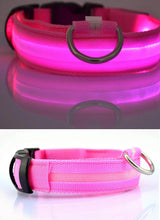 Nylon LED Pet Dog Collar Dogs Luminous Fluorescent Collars Pet Supplies Night Safety Flashing Glow In The Dark Dog Leash