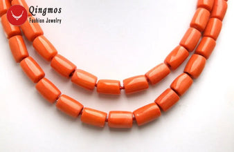 2 Strands Natural Orange Coral Necklace for Women Jewelry with Genuine 10-12mm Thick Slice Coral Stone Chokers 17-18