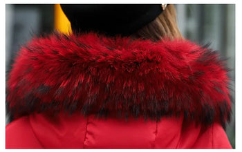 Women's Down Winter Big Fur Collar Hooded Jacket