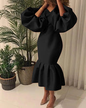 Women Maxi Dresses Long Lantern Dress Christmas V Collar Bodycon Sexy Shiny Celebrate Occasion African Robes Birthday Event