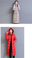 Winter Hooded Jacket Over The Knee Long Thick Women's Slim-Fitting Down Padded