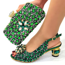 Doershow beautiful Italian Shoes And Bag Sets For Evening Party With Stones Italian Leather Handbags Match Bags!!HWE1-1