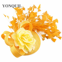 Yellow Fashion Hat Fedora Formal Dress Church Fascinators Hat Headband Party Tea Millinery Caps Mesh Hair Accessories