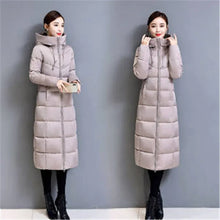 Winter Hooded Jacket Over The Knee Long Thick Women's Slim-Fitting Down Padded