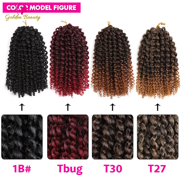 8" 12" Afro Kinky Twist Crochet Braids Synthetic Bohemian Curly Braiding Hair Extension Ombre Marley Crochet Hair Golden Beauty