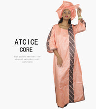 African Bazin Riche Embroidery  For Women Long Dress With Scarf