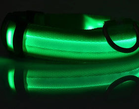 Nylon LED Pet Dog Collar Dogs Luminous Fluorescent Collars Pet Supplies Night Safety Flashing Glow In The Dark Dog Leash