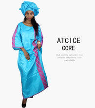 African Bazin Riche Embroidery  For Women Long Dress With Scarf