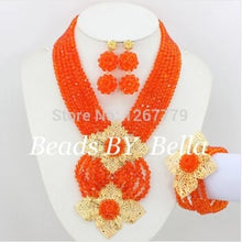 New African Jewelry Set Orange Nigerian Wedding African Beads Jewelry Set Crystal New Bridal Jewelry Set   ABS065
