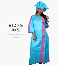African Bazin Riche Embroidery  For Women Long Dress With Scarf