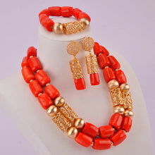 splendid orange nigeria coral beads necklace african jewelry set bridal wedding jewelry sets C21-23-01