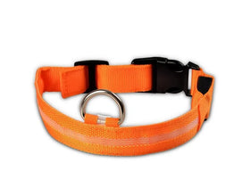 Nylon LED Pet Dog Collar Dogs Luminous Fluorescent Collars Pet Supplies Night Safety Flashing Glow In The Dark Dog Leash