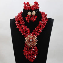 Fabulous African Beads Jewelry Set Latest Coral Beads Necklace Set Wholesale Free Shipping