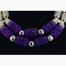 Stud Earrings Women African Nigerian Jewelry Set 2 Rows Layers Purple Necklace Bracelet Jewelry Set for Wedding  ABH377