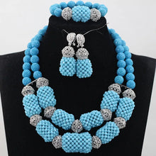 Stud Earrings Women African Nigerian Jewelry Set 2 Rows Layers Purple Necklace Bracelet Jewelry Set for Wedding  ABH377