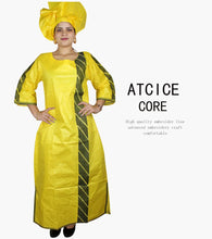 African Bazin Riche Embroidery  For Women Long Dress With Scarf