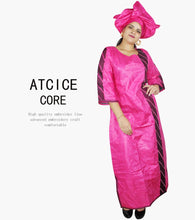 African Bazin Riche Embroidery  For Women Long Dress With Scarf