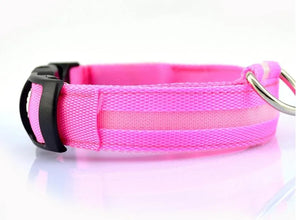 Nylon LED Pet Dog Collar Dogs Luminous Fluorescent Collars Pet Supplies Night Safety Flashing Glow In The Dark Dog Leash
