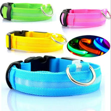 Nylon LED Pet Dog Collar Dogs Luminous Fluorescent Collars Pet Supplies Night Safety Flashing Glow In The Dark Dog Leash