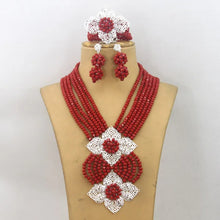New African Jewelry Set Orange Nigerian Wedding African Beads Jewelry Set Crystal New Bridal Jewelry Set   ABS065