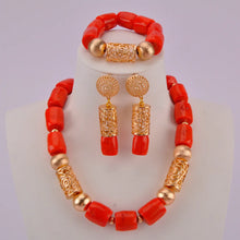 splendid orange nigeria coral beads necklace african jewelry set bridal wedding jewelry sets C21-23-01