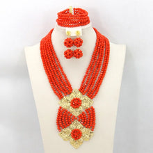 New African Jewelry Set Orange Nigerian Wedding African Beads Jewelry Set Crystal New Bridal Jewelry Set   ABS065