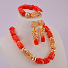 splendid orange nigeria coral beads necklace african jewelry set bridal wedding jewelry sets C21-23-01