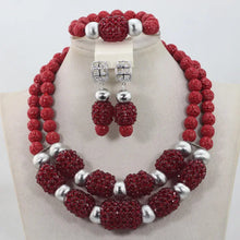 Stud Earrings Women African Nigerian Jewelry Set 2 Rows Layers Purple Necklace Bracelet Jewelry Set for Wedding  ABH377