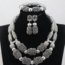 Stud Earrings Women African Nigerian Jewelry Set 2 Rows Layers Purple Necklace Bracelet Jewelry Set for Wedding  ABH377