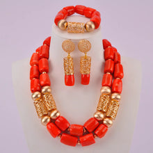 splendid orange nigeria coral beads necklace african jewelry set bridal wedding jewelry sets C21-23-01