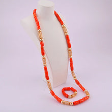 splendid orange nigeria coral beads necklace african jewelry set bridal wedding jewelry sets C21-23-01