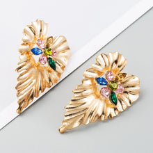 Gold Color Large Leaf Earrings Women's Statement Earrings 2021 Large Antique Pendant Earrings Bohemian Fashion Women's Jewelry