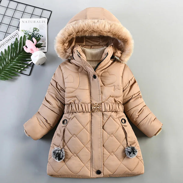 Autumn Winter Girls Jacket Keep Warm Hooded Windproof Outerwear Girls Coat