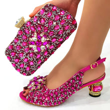 Doershow beautiful Italian Shoes And Bag Sets For Evening Party With Stones Italian Leather Handbags Match Bags!!HWE1-1