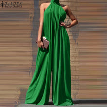 ZANZEA 2024 Summer Women Party Elegant Jumpsuits Wide Leg Rompers Solid Color Wide Leg Playsuits Holiday Chic Sleeveless Overall