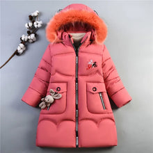 4-12 Years Winter Girls Jackets Keep Warm Thicken Christmas Coat 2023 Autumn Hooded Zipper Thickened Long Outerwear Kids Clothes